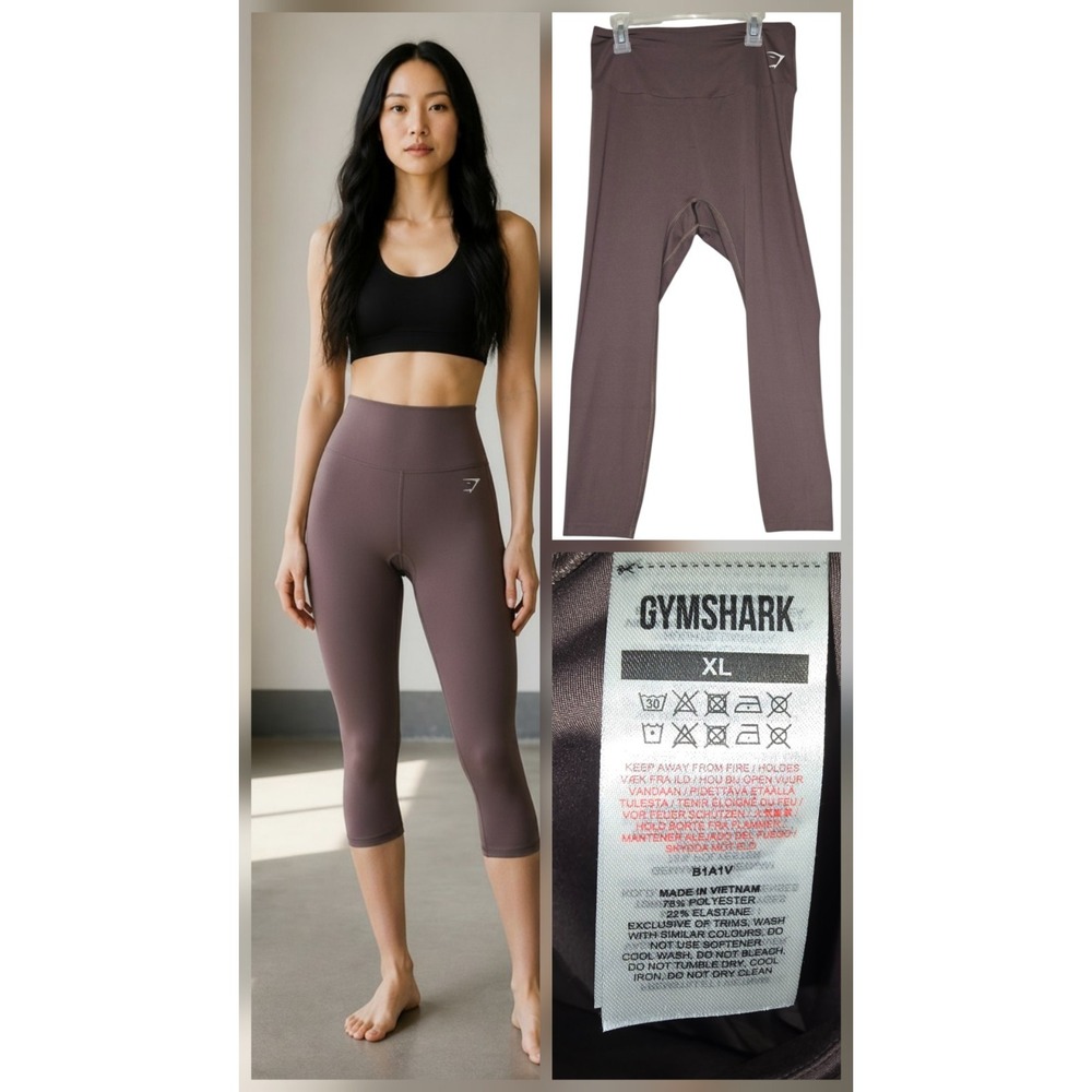 Gymshark Women's Mocha Leggings Size XL 30x23Cropped High Waist Stretch Workout